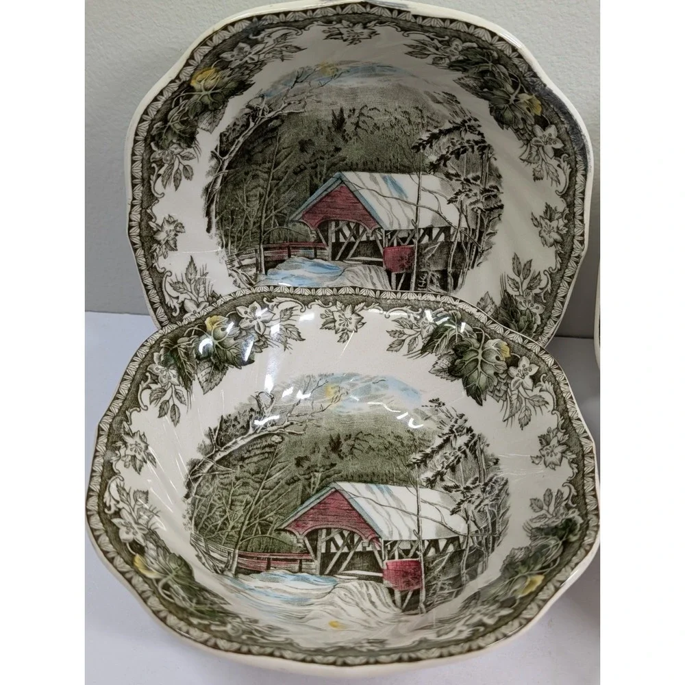 Vintage 1953 Lot of 4 JOHNSON BROS FRIENDLY VILLAGE 6.25 X 1.75 tal Cereal Bowls